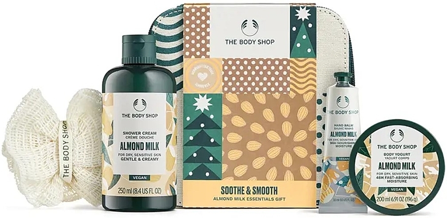 Set, 5 products - The Body Shop Soothe & Smooth Almond Milk Essentials Gift — photo N1