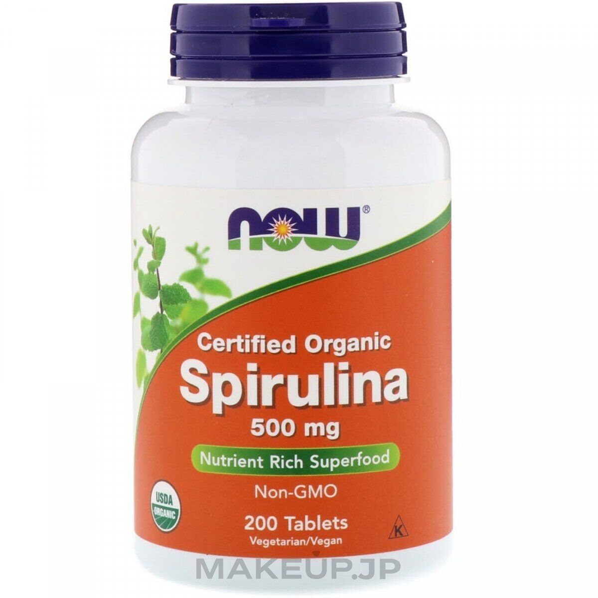 Vegan Supplement "Spirulina" 500mg - Now Foods Certified Organic Spirulina — photo 200 szt.