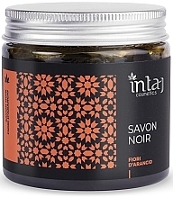 Orange Blossom Black Soap - Intaj Cosmetics Savon Noir With Orange Flowers — photo N1