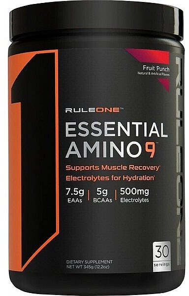 Amino Acid Complex - Rule One Essential Amino 9 Fruit Punch — photo N1