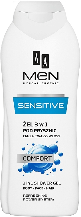 Shower Gel 3 in 1 - AA Men 3 in 1 Shower Gel Sensitive Comfort — photo N1