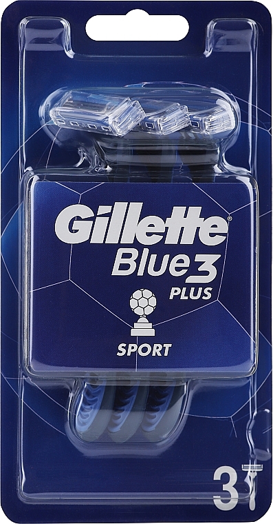 Disposable Razors, 3 pcs, black and blue - Gillette Blue3 Comfort Football — photo N1