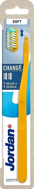 Toothbrush, soft, +2 heads, yellow - Jordan Change Soft — photo N1