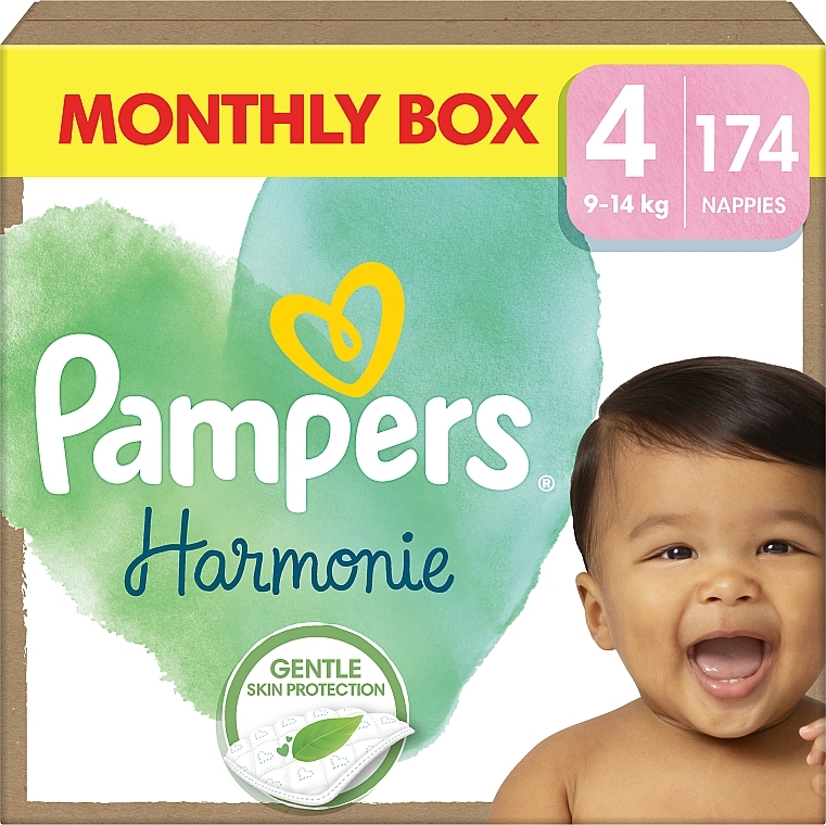 Harmonie Diapers, size 4, 9-14 kg, 174 pcs. - Pampers — photo N1