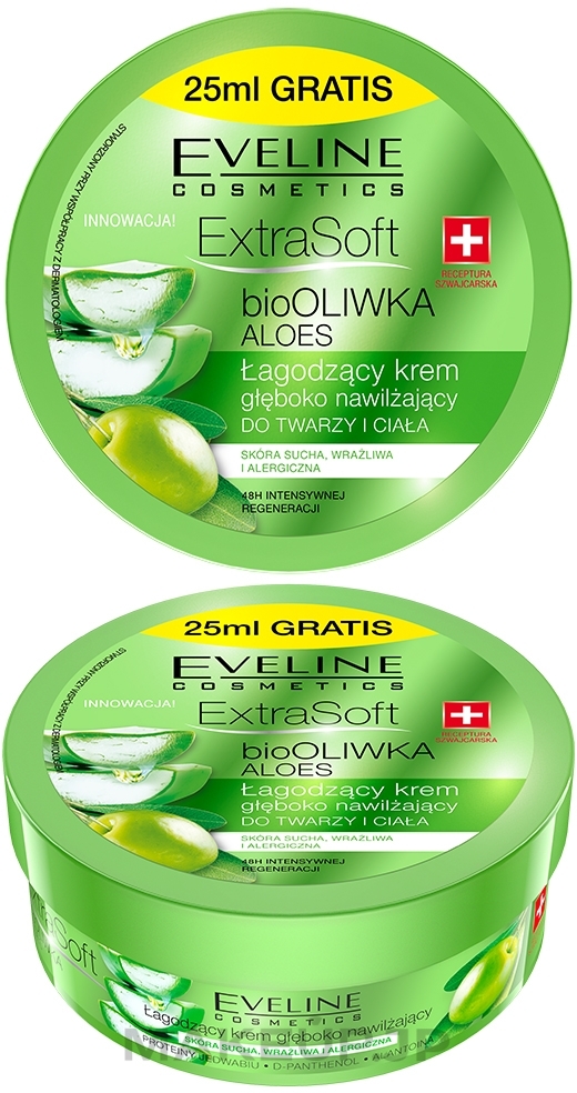 Body Cream - Eveline Cosmetics Extra Soft Oliwka Aloes Cream — photo 200 ml