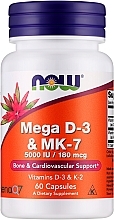 Fragrances, Perfumes, Cosmetics Dietary Supplement "Mega D-3 & MK-7", 60 capsules - Now Foods Mega D-3 & MK-7