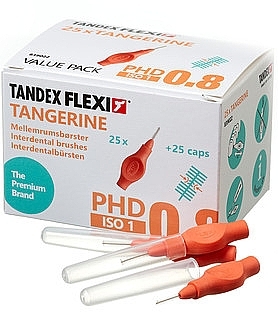 Interdental Brushes with Caps, 0.8 mm, Orange - Tandex Flexi Tangarine — photo N1