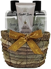 Fragrances, Perfumes, Cosmetics Aloe and Green Tea Basket Set - Aurora Aloes & Herbata (sh/gel/180ml + shm/180ml + b/lot/60ml)