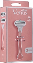 Fragrances, Perfumes, Cosmetics Shaving Razor with 2 Replaceable Cassettes, pink - Gillette Venus Smooth Sensitive