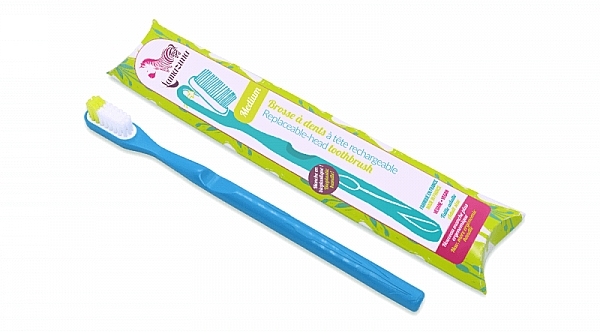 Bioplasty Toothbrush with Replaceable Head, medium, blue - Lamazuna Toothbrush — photo N1