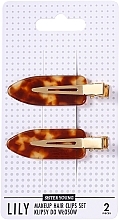 Hair Clip Set, 2 pcs. - Sister Young Lily Dark Brown — photo N1