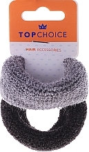 Thick Elastic Hair Ties, 2 pcs, black & gray - Top Choice — photo N1