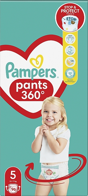 Nappy Pants, Size 5, 12-17 kg, 96 pcs - Pampers — photo N9