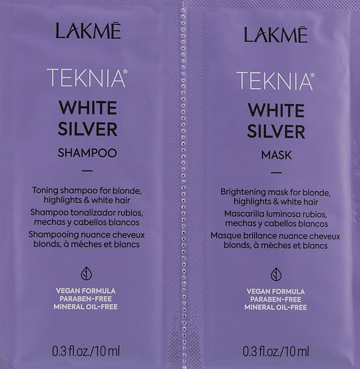 Sample Set - Lakme Teknia White Silver (sh/10ml + mask/10ml) — photo N2