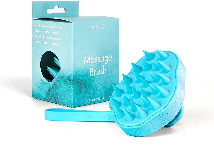 Scalp Massage Brush, Seychelles Blue - Bellody Scalp Massage Brush — photo N1