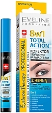Brow Corrector - Eveline Cosmetics Eyebrow Therapy 8in1 Total Action ECorrector Gradually Coloring Eyebrow With Henna — photo N1