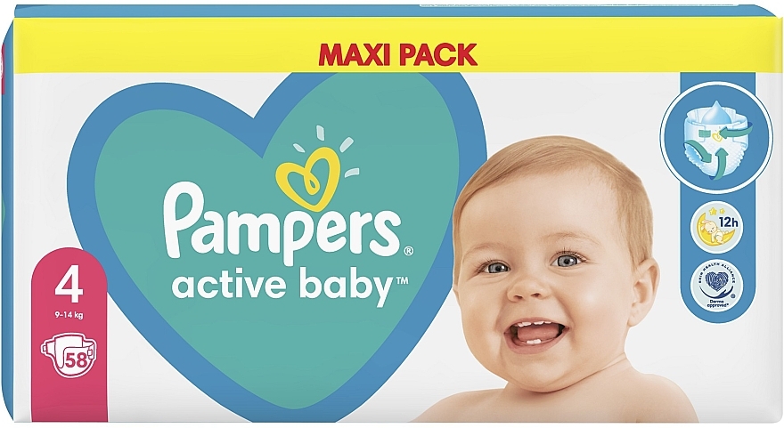 Diapers 'Pampers Active Baby' 4 (9-14 kg), 58 pcs - Pampers — photo N4