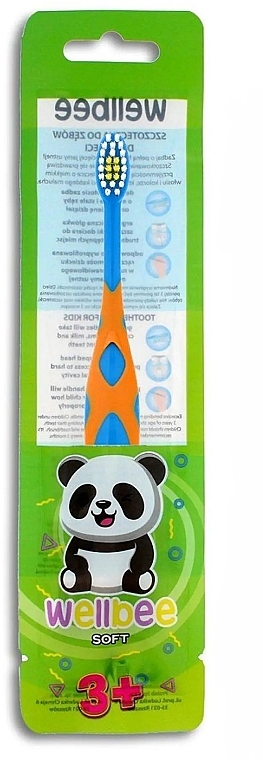 Kids Toothbrush, soft, over 3 years old, orange and green - Wellbee Travel Toothbrush For Kids — photo N2