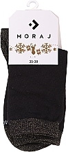 Women Socks with Christmas Reindeer Motif, CSLS250-018, black - Moraj — photo N2