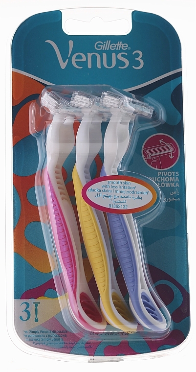 Disposable Shaving Razors, 3 pcs. - Gillette Venus Simply 3 Plus — photo N1