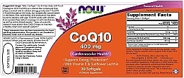 Coenzyme Q10, 400 mg, 30 gel capsules - Now Foods CoQ10 With Vitamin E + Lecithin — photo N4