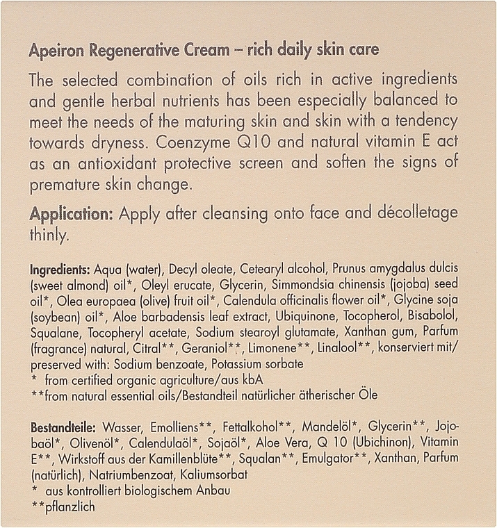 Regenerating Day Cream - Apeiron Regenerating Day Cream — photo N3