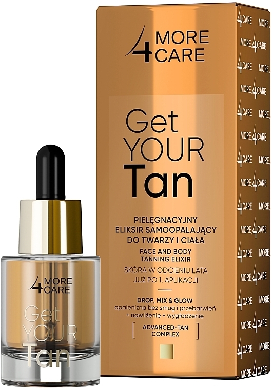 Face & Body Self-Tanning Elixir - More4Care Get Your Tan! Face And Body Tanning Elixir — photo N2