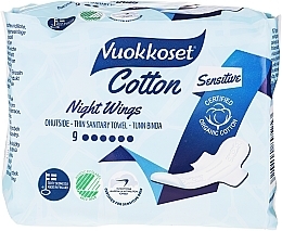 Fragrances, Perfumes, Cosmetics Night Sanitary Pads, 9pcs - Vuokkoset Cotton Night Wings