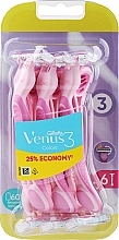 Disposable Razor Set, 6 pcs - Gillette Simply Venus 3 Plus Pink — photo N1