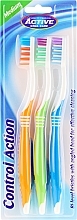 Toothbrushes Set (orange, green, light blue) - Beauty Formulas Control Action Toothbrush — photo N1
