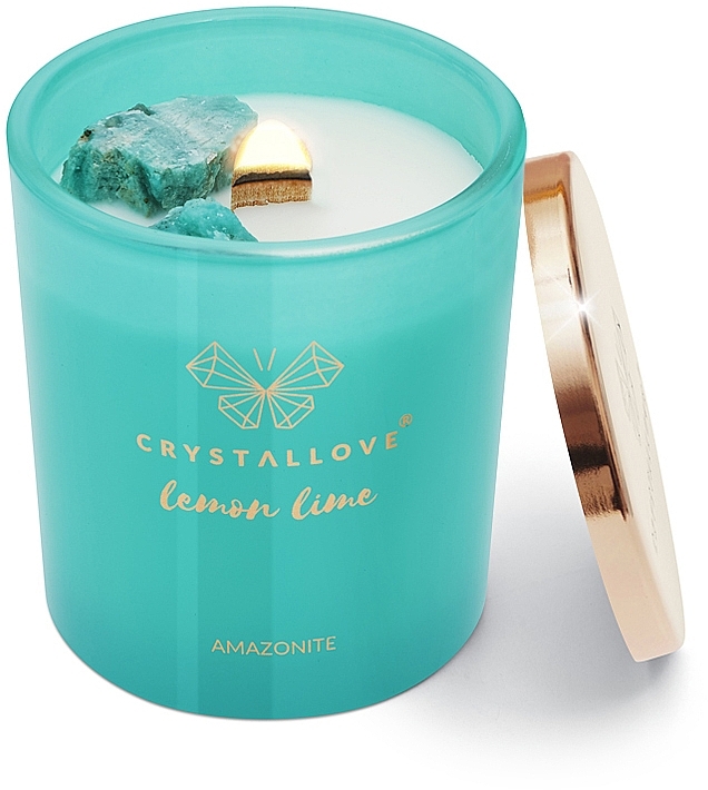 Amazonite, Lemon & Lime Soy Candle - Crystallove Soy Candle with Amazonite Lemon Lime — photo N5