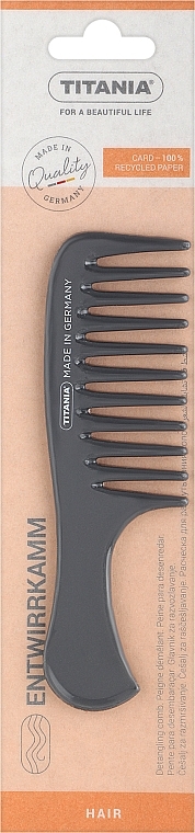 Comb with Handle 14.5 cm, grey - Titania — photo N1