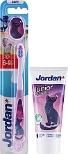 Set 6-12 years, wolf - Jordan Junior (toothpaste/50 ml + toothbrush/1 pc) — photo N1