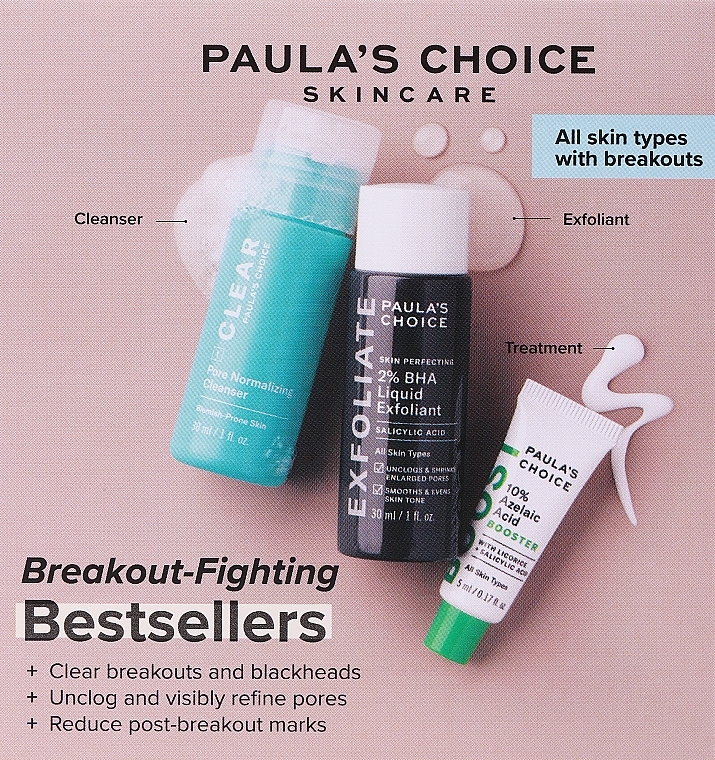 セット - Paula's Choice Breakout-Fighting Bestsellers Kit (cleanser/30ml + exfoliant/30ml + booster/5ml)	 — photo N2