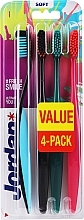 Fragrances, Perfumes, Cosmetics Toothbrush, 4 pcs, soft, dark blue, red, black, green - Jordan Ultimate You Soft