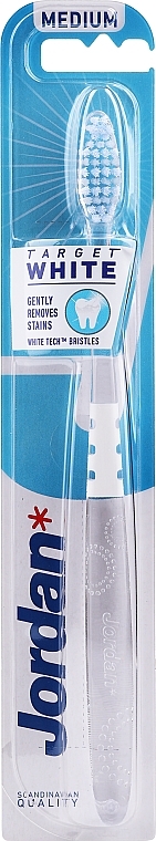 Medium Hardness Toothbrush, transparent-white - Jordan Target White — photo N1