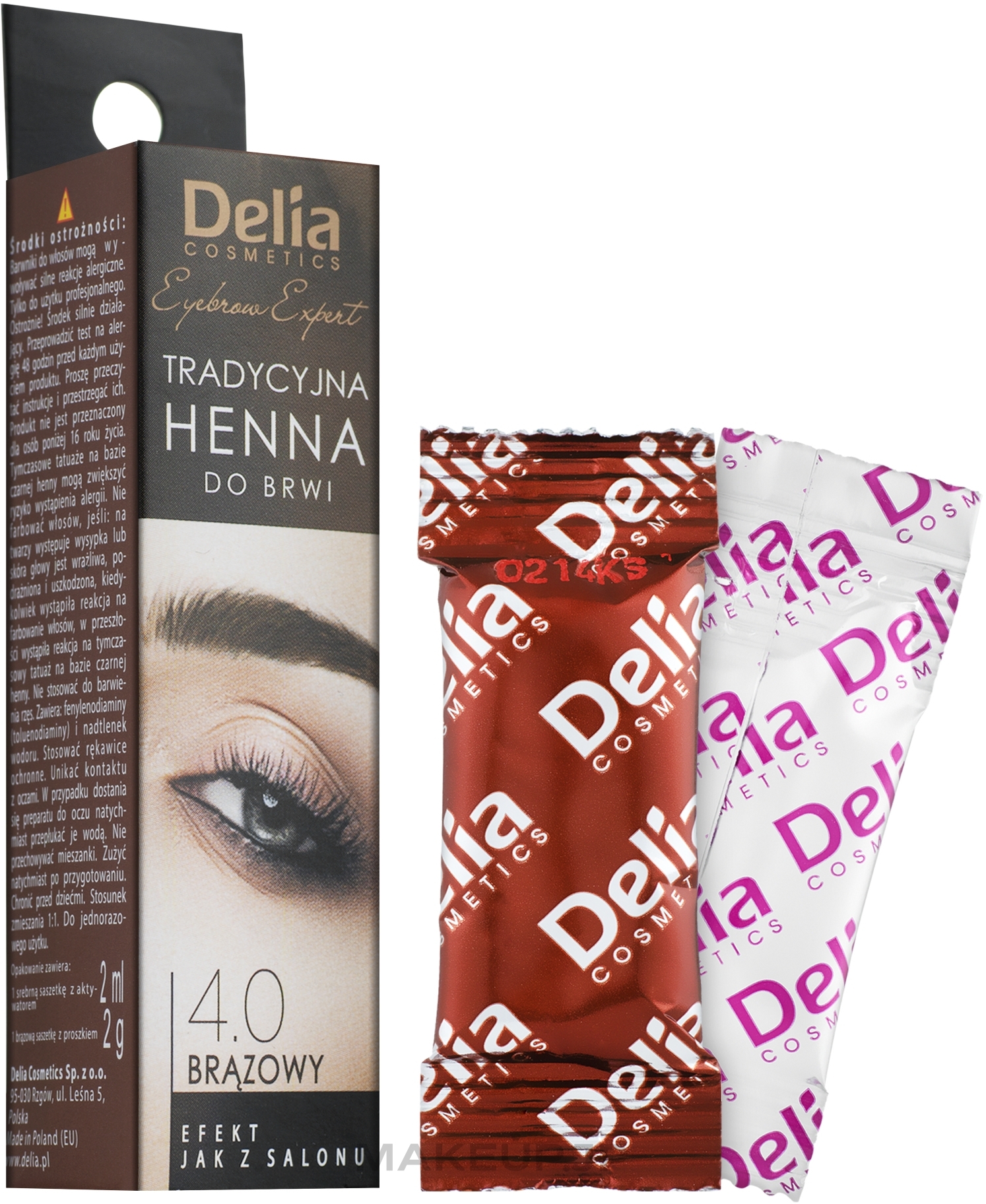 Henna Powder Eyebrow Tint, brown - Delia Brow Dye Henna Traditional Brown — photo 2 x 2 ml