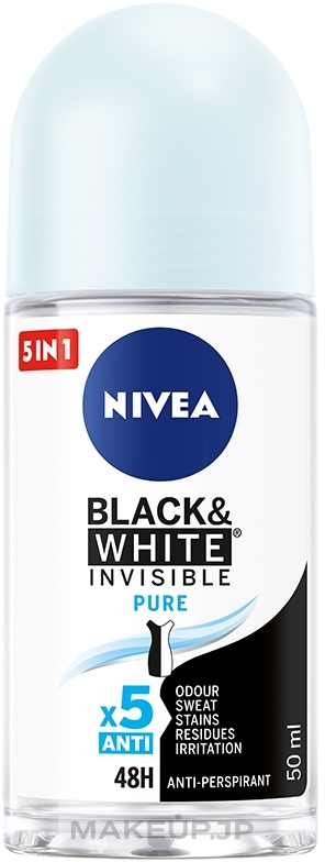 Roll-on Deodorant Antiperspirant "Black & White Invisible Protection PURE" - NIVEA Black & White Invisible Female Deodorant Pure Roll-On — photo 50 ml