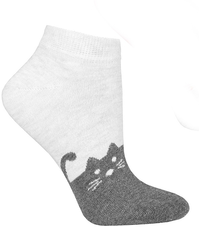 Women's Short Socks 'Cats', grey - Moraj — photo N1