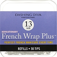 Narrow Nail Tips "French Smile+" - Dashing Diva French Wrap Plus White 50 Tips (Size 13) — photo N1