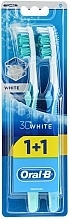 Toothbrush Set, 40 medium, green + blue - Oral-B 3D White 40 Medium 1+1 — photo N1