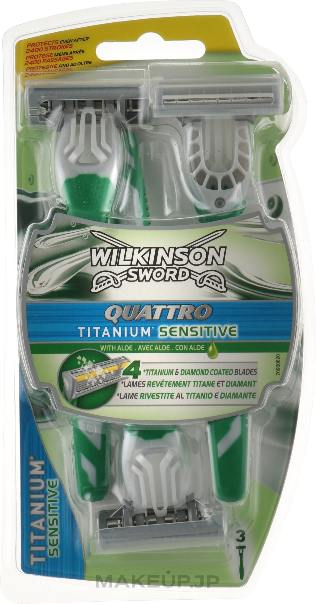 Shaving Razor - Wilkinson Sword Quattro Titanium Sensitive — photo 3 szt.