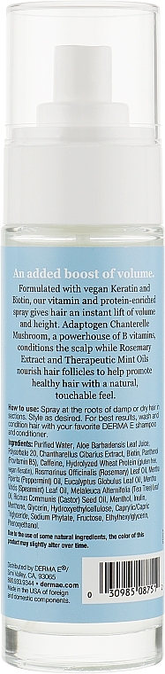 Hair Thickening Keratin Spray with Biotin, Proteins, Mint & Chanterelle Extracts - Derma E Keratin Thickening Spray — photo N2