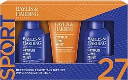 Set - Baylis & Harding Citrus Lime & Mint Men's Refreshing Essentials Trio Gift Set (sh/gel/100ml + f/wash/100ml + ash/balm/50ml) — photo N1