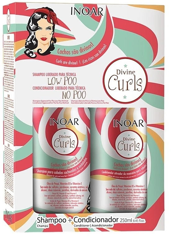 Curly Hair Set - Inoar Absolut Divine Curls (shm/250 ml + cond/250 ml) — photo N1