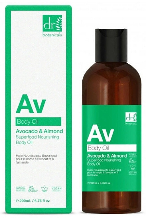 Avocado & Almond Moisturizing Body Oil - Dr. Botanicals Avocado & Almond Superfood Nourishing Body Oil — photo N2