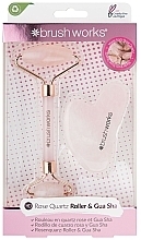 Rose Quartz Face Roller - Brushworks Rose Quartz Roller & Drinking Water — photo N1