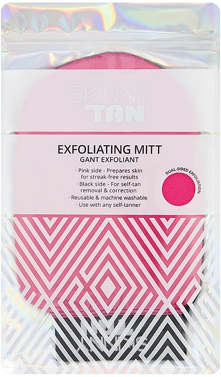Pink-Black Exfoliating Mitten - Skinny Tan Pink and Black Exfoliating Mitt — photo N2