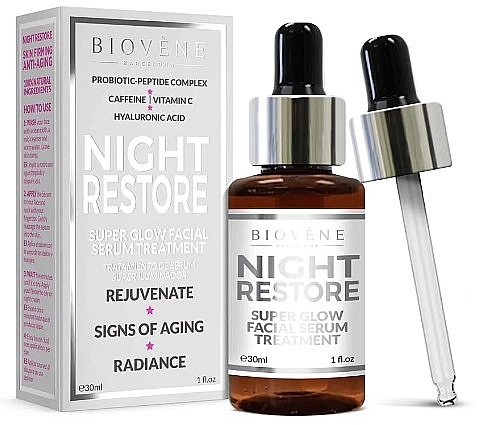 Night Face Serum - Biovene Night Restore Super Glow Facial Serum Treatment — photo N2