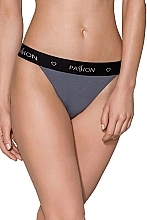Cotton Tanga Panties with Wide Elastic Band PS015, dark grey - Passion — photo N1
